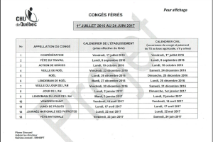 Congés Fériés 2016-2017